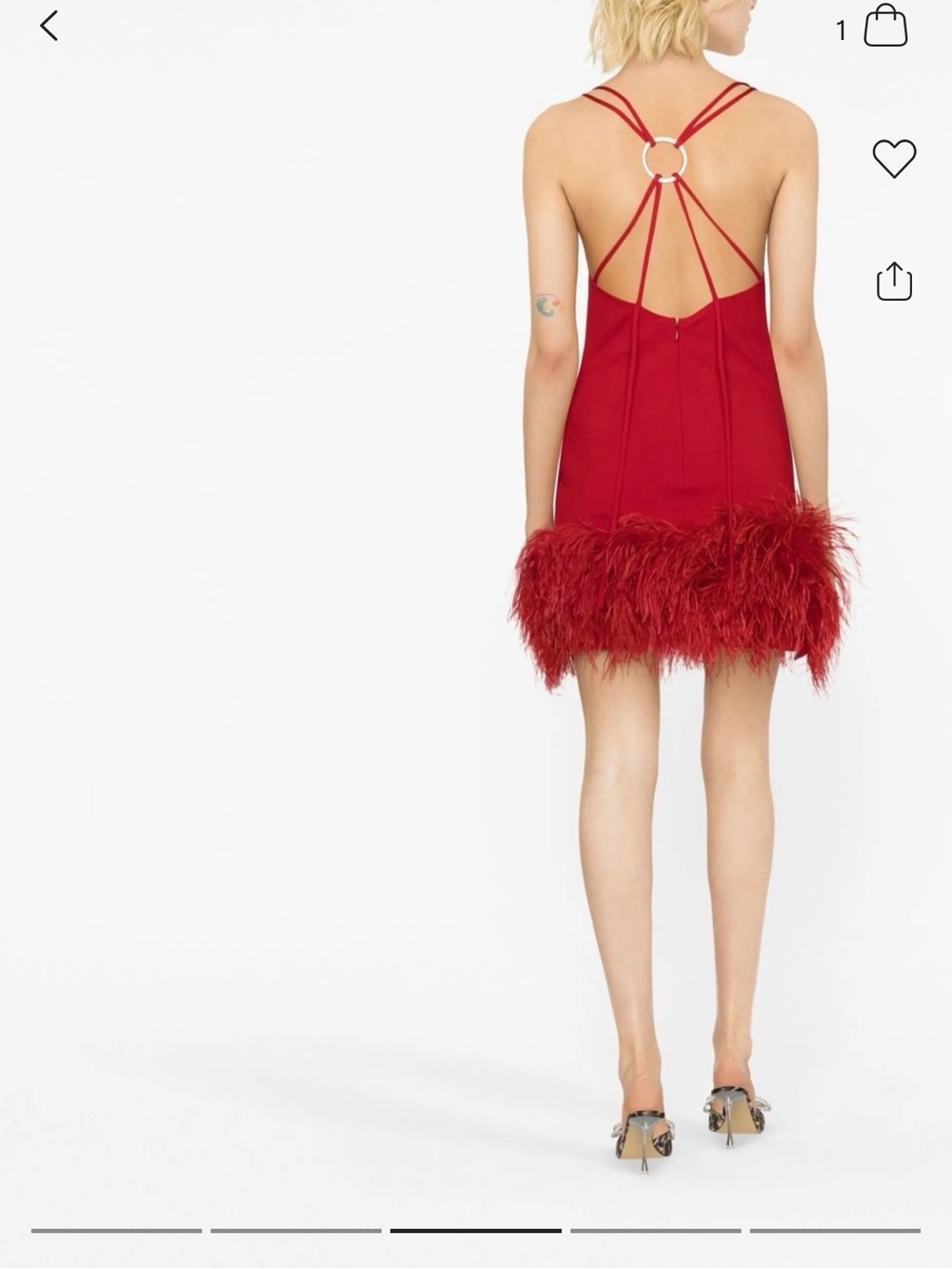 The Attico Red Feather-Trim Mini Dress - Picture 2 of 8